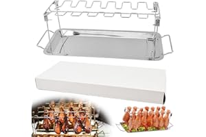 YUPZAR Soporte 14 Piezas Muslos Alitas Pollo Acero Inox Parrilla Horno Ahumador BBQ Plegable Lavable Accesorios Barbacoa Cocina Exterior Regalo