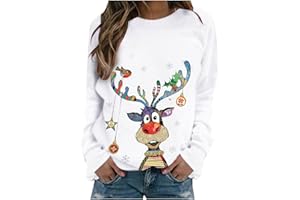 uxxnjfg Sweatshirt Damen Weihnachts Pullover Winter Rentier Herbst Mode Tshirt Warm Partner Weihnachtsoutfit Lustig Festliche Kleider