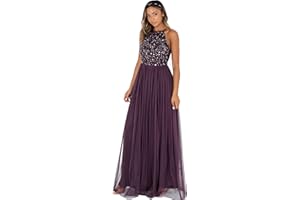 MAYA DELUXE Abendkleid Pailletten Cocktailkleid Damen Tüllkleid Kleid Nackenband Abendkleid Elegant für Hochzeit Brautjungfernkleid