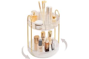 ROLIZOE 360 roterande makeuporganisatör 2 nivåer kosmetika och parfym snurrande hudvård lat Susan sminkbord för badrum arrangör bänkskiva