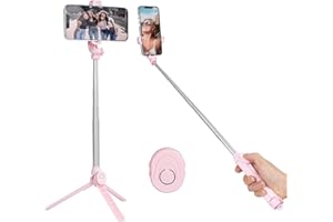 WATACHE Selfie Stick,Erweiterbarer Bluetooth Selfie Stick mit drahtloser Fernbedienung, Telefonstativ für iPhone 13 Pro Max /12 Pro Max /11/ Xs Max/X / 8P / 7P / 6S, Galaxy S21/S10/Note 10,GL mehr (Rosa)