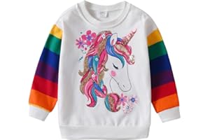 VIKITA T-Shirt Bambina Floreale Ricamo Manica Lunga Cotone Sw3022