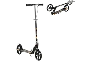 HOMCOM Trottinette Enfant Pliable à 2 Roues pour Enfant de 7 à 14 Ans avec Guidon réglable en Hauteur sur 3 Niveaux et Double Frein - Noir