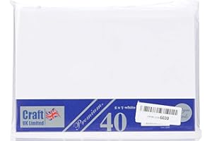 CRAFT UK LIMITED Craft UK 2045 5x7 White 300gsm Card and Envelope Pack of 40