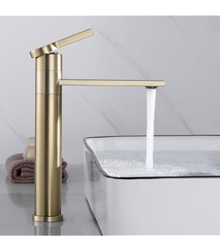 Robinet De Lavabo Salle De Bain - Or Brossé, Mitigeur à Une Poignée, Économie D'Eau