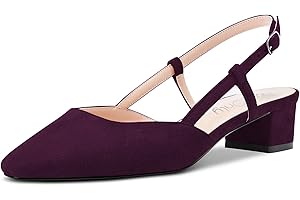 NobleOnly Mujer Chunky Ancho Bajos Gatito Heel Cuadrada Punta Sandalias Slingback Slip-on Pumps de Boda Cute Zapatos
