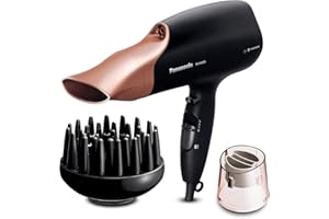Panasonic EH-NA65CN895 Nanoe Hair Dryer with Diffuser, Quick Dry & Styling Nozzle - Visibly Improved Shine (Rose Gold), Gifts for women