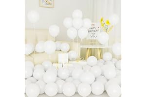 Ballons Blanc, 50 Pièces Ballons Blanc en Latex 5 pouces Petits Mini Ballon Blanc avec Ruban pour Femmes Garçons Filles Fête d'Anniversaire Célébration Mariage pique-nique douche de Mariée Décorations