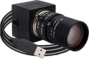 Svpro Webcam da 5 MP con messa a fuoco manuale e obiettivo varifocale da 5 a 50 mm, supporto CS, zoom ottico 10x, fotocamera USB per PC, computer, laptop, videoconferenza, registrazione studio