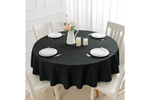 Romanstile Czarny okrągły obrus o średnicy 200 cm obrus odporny na plamy obrusy nowoczesne obrusy dekoracyjne stół 8-10 miejsc na zewnątrz, przyjęcia urodzinowe, bankiety, 1 sztuka