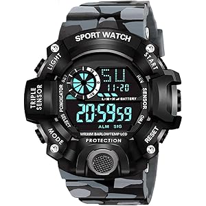 Shocknshop Digital Sports Multi Functional Black Dial Watch for Mens Boys -315RED