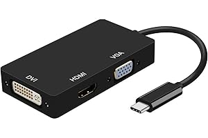 Aisens Adaptador USB-C a DVI/HDMI/VGA 15cm Negro