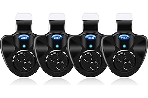 Lot de 4 ampoules LED électroniques noires pour pêche avec alarme sonore et alarme sonore