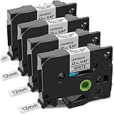 Nastro per Etichette Unistar Compatibile con Brother P-touch TZe-231 TZ Tape 12mm 0.47 Nero su Bianco, Ricarica Etichettatric