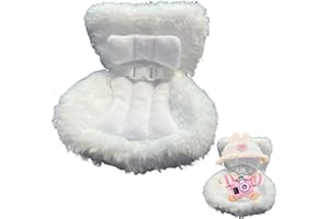 AMBEERT Car Seat for Doll, Doll Accessory, White Plush Seat for Car and Desktop Display, Compact Design for Easy Installation, Ideal for Collectors and Enthusiasts