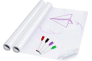 WOEAU 2 Pack Dry Wipe Magic Self Adhesive Whiteboard Sticker Roll - DIY Wall Paper Contact White Board Stickers 17.7" x 78.7", Chalkboard Wallpaper for Office/Bar/Home/Store/Restaurants(Includes 4 Pen)