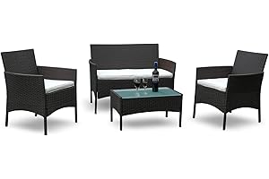 Yakimz Polyrattan Sitzgruppe, 7-teilige Gartenmöbel Set inkl. Sitzpolster und Tisch, Terrassenmöbel Balkonmöbel für 4 Personen, für Outdoor Garten Terrasse, Braun
