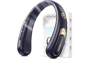 AJGVQ Ventilatore da Collo, 4000mAh Ventilatore USB Ricaricabile （Autonomia 15h）, 3 Velocità & Aria a 360°, LED Display, Silenzioso Ventilatore Portatile per Ufficio, Viaggi, Sports, Aria Aperta