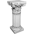 gartendekoparadies.de Pedestal base with leaf motif, stone base, height 45 cm, footprint 17 x 17 cm, 16.5 kg, gray, frost-proof made of cast stone for outdoor use