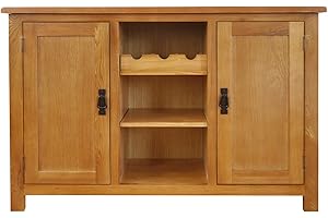 Aurotrice OAK Wine Cabinets 3 Racks 7 Shelves 2 Door Sideboards Rustic Wine Rack 44" Buffet