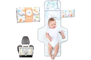 TENDS Fasciatoio Portatile Pieghevole e impermeabile XL–Questo fasciatoio è una borsa rimovibile composta da 6 tasche insieme a un dispenser di salviette e un comodo cuscino per la testa del bambino.