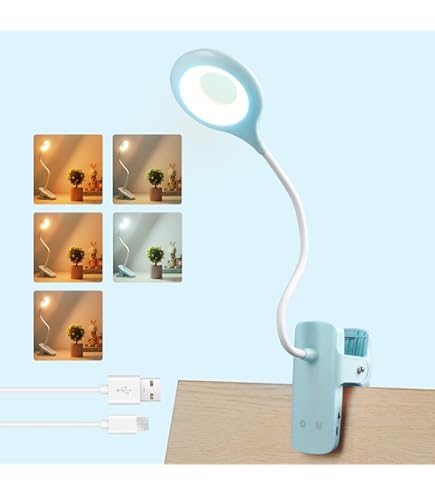 Mojimdo 77 LED dimbare bureaulamp met afstandsbediening [3 kleurtemperaturen en 10 helderheidsniveaus] 70 cm flexibele arm met USB-oplader, eenvoudige clip-on leeslamp, led-tafellamp, werklamp voor