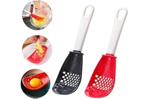 BINLHY 2 Pack Multifunctional Cooking Spoons Kitchen Tools Slotted Spoon Kitchen Cooking Mashing Grating Garlic Egg White Separator Colander Strainer Potato Masher
