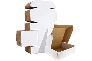 RLAVBL 25 Pack 229x153x51 mm (9x6x2 in) Shipping Boxes Small White Corrugated Cardboard Box for Packing Mailing