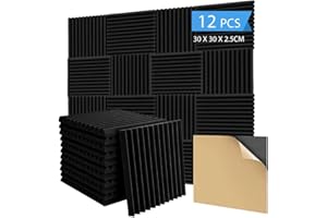 Anluomania Akustikschaumstoff 12 Stück, Akustikpaneele 30x30x2.5cm, Hochdichte Schallabsorber Wand, Schalldämmung Akustikpaneele, Hoher Dichte Schaumstoffplatte für Aufnahmestudio Büro,Tonstudio,Haus