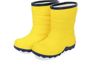 FUNCOO PLUS Kids Warm Fleece Wellies, Girls Boys Winter Waterproof Rain Boots Children Snow Boots Wellington Boots Size 9-3 UK Child
