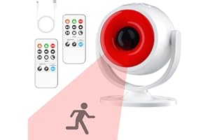 Cuteefun Sensor de Movimiento, Sirena Alarma con 2 Controles Remotos, Alarma De 120 dB, Volumen Ajustable, Alimentado por USB o BateríA, Ideal para Interior de Tienda, Garaje, Casa Seguridad