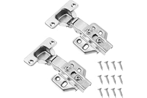 Vinabo 2PC 110 Degré Complètement Recouvrante Charnieres avec Amortisseur Intégré Mécanisme de Fermeture Automatique Charnière, pour Armoires de Porte Cuisine