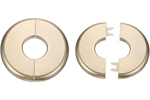 sourcing map 2pcs Wall Split Flange 26.5mm/1" Self-Adhesive Plumbing Cover Plates ABS Plastic Round Escutcheon Plate Buckle Design for Water Pipe Bathroom Kitchen Decoration, Gold Tone