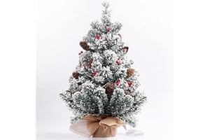 CRTEPST Mini LED Weihnachtsbaum Künstlich Klein Desktop Deko Tannenbaum mit LED Lichterkette Beleuchteter und Baumschmuck Weihnachtskugeln Künstliche Weihnachtsbäume Weihnachts 50CM