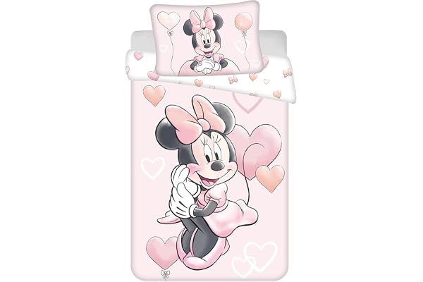 Minnie Balloon Babypåslakan 100x135 + Örngott 40x60 Bomull Disney