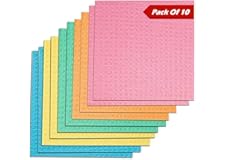 Tidy Home Cellulose Cleaning Sponge for Kitchen, 20 x 16 x 0.5 cm - Pack of 10 Wipes (Multicolour)
