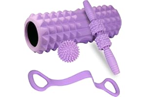 KVITTRA Foam Roller Set for Muscle Relief and Recovery (Purple), Muscle Roller Stick, Massage Ball, Figure 8 Resistance Band, Massage Roller, Deep Muscle