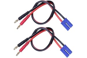 LinsyRC 2 Stück EC5 Männlich auf 4,0mm 4mm Bananenstecker Rundstecker RC Akku Ladekabel mit 12AWG 11,8 Zoll Silikonkabel für RC Hubschrauber Fahrzeug Spielzeug