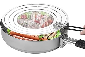 Zocipro Osłona na patelnię, sitko ze stali nierdzewnej ze składanym silikonowym uchwytem, uniwersalna osłona do patelni, pasuje do naczyń o średnicy 20, 24 i 28 cm