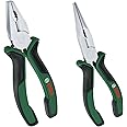Bosch Pliers Set 2-Piece (2X, Precise, Long-Lasting Combination Pliers and Long-Nose Pliers for Robust Multitasking; Ergonomic; Matt Chrome-Nickel-Plated)