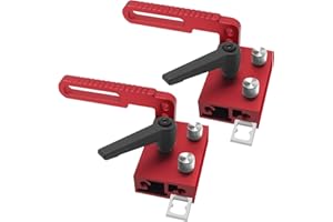 LUOLETY 75 Typ Gehrungsschienenstopper, T-Nutbegrenzer, T-Schienenlokator, Aluminiumlegierung, Gehrungs-T-Nut-Stop, Holzbearbeitung, Gehrungsschiene, T-Schienenbegrenzer für Gleitschütte, Werkbank (2, rot)