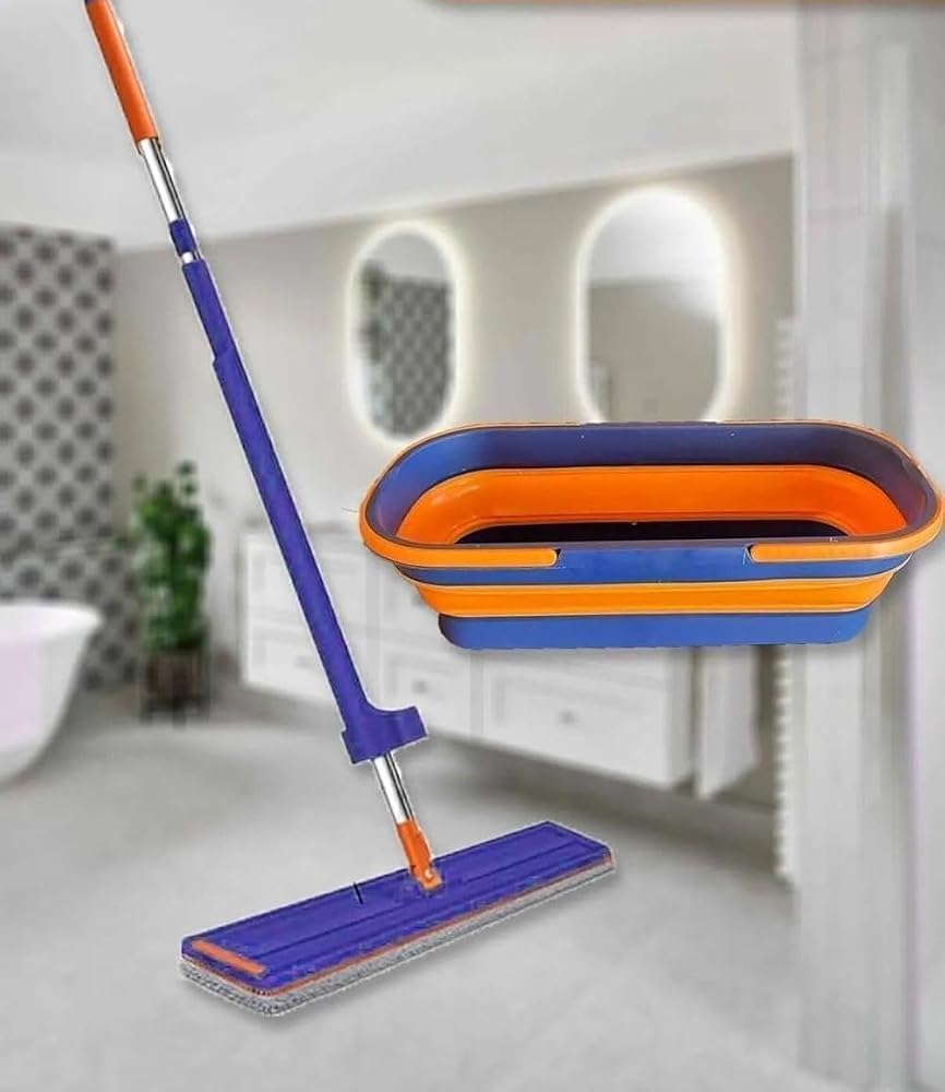 Yıldızhane Kendinden Sıkmalı Tekerli Kovalı Mop Seti - Kendinden Sıkmalı Mop Katlanabilir 1 Yedek Bez Kovalı Mop