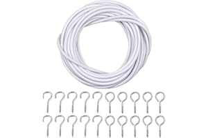 WEONE 5M Filo di Ferro per Tende da Doccia, con 20pcs Ganci Avvitabili, Bianca