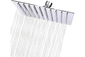 SINZAU Rain Shower Head, 8 Inch Square Rainfall Showerhead, 304 Stainless Steel Fixed Shower Head with 120 Silicone Jets, for Easy Installation Lush Shower Experience