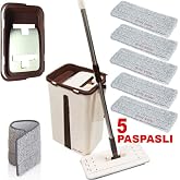 Microfiber Tablet Mop 5 Paspaslı Temizlik Seti 6+6=12 Litre Kova+Metal Sap 5adet Paspas Fiyata Dahil
