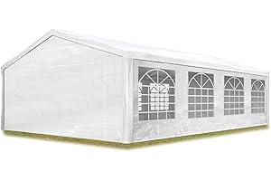 TOOLPORT Partyzelt Pavillon 5x8 m in weiß PE Plane 350 N Wasserdicht UV Schutz Festzelt Gartenzelt