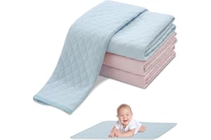 SUNOYA Baby Wickelunterlage, 4 Stück Wickelunterlage Unterwegs, 60x70 Cm Wickelauflage, Tragbare Baumwolle Wickelunterlage Waschbar, Atmungsaktiv Wickeltischauflage für Kleinkind Baby Wickeltischauflage