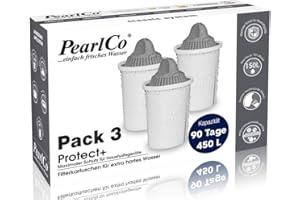 PearlCo Protect+ Classic - per Acqua Dura - Confezione 3 filtri per Aqua (Compatibile Brita® Classic)