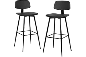 joolihome living Bar Stools Set of 2, Kitchen Bar Stools with Backrest and Footrest, Upholstered Tall Bar Chairs for Breakfast Bar, Counter, Kitchen and Home Barstools (black)