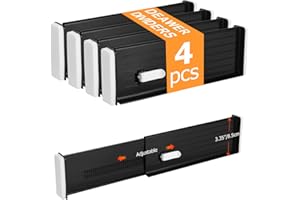 Cexovo Schubladen Organizer,27-45 cm Verstellbare Schubladenteiler Erweiterbare Schubladen Trenner Schubladen Organizer für Küche Büro Kommode kleiderschrank organizer (4 Stück,Schwarz)